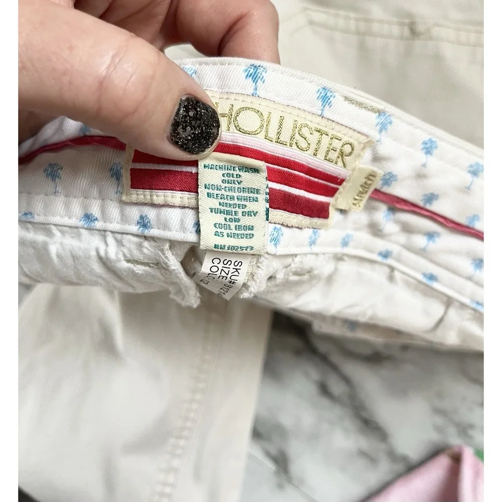 Hollister Y2K Chino Pants Women's 7‎ Low Rise Slit Pockets Coastal Wide Leg